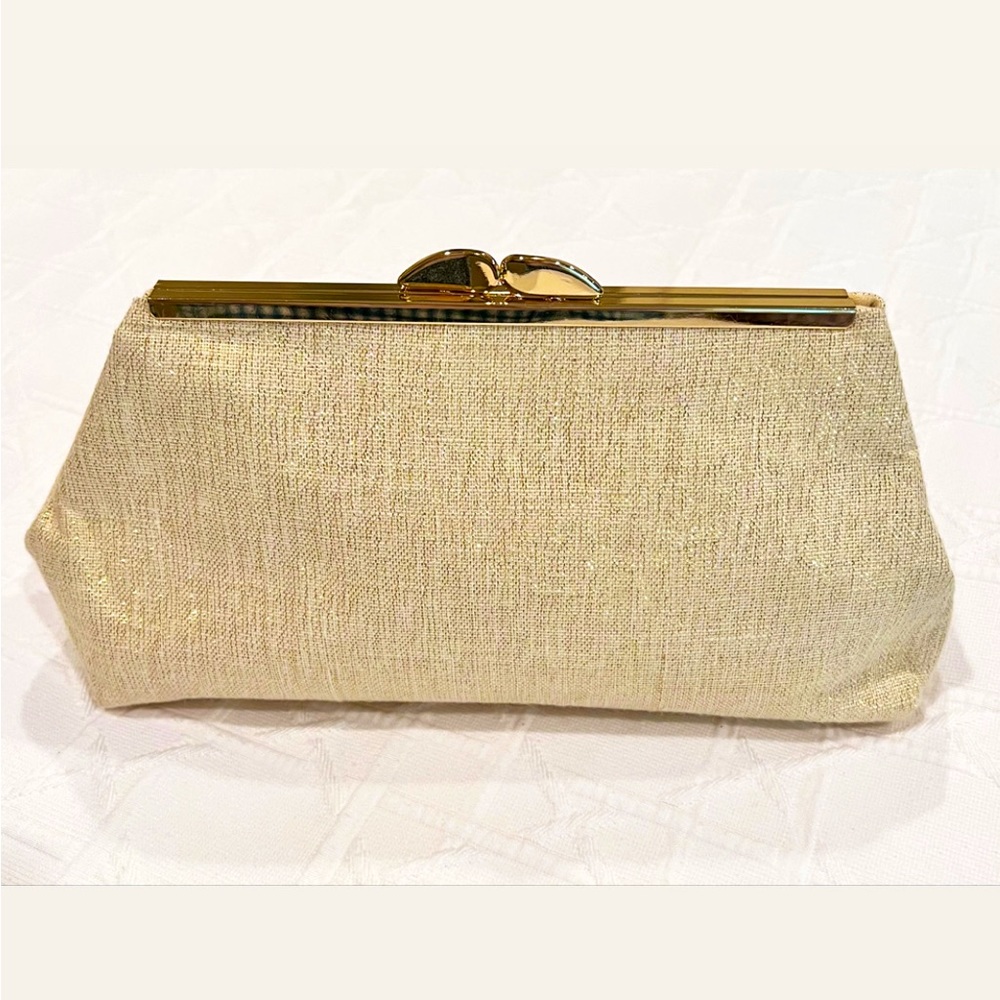 NEW Metallic Gold Linen Clutch